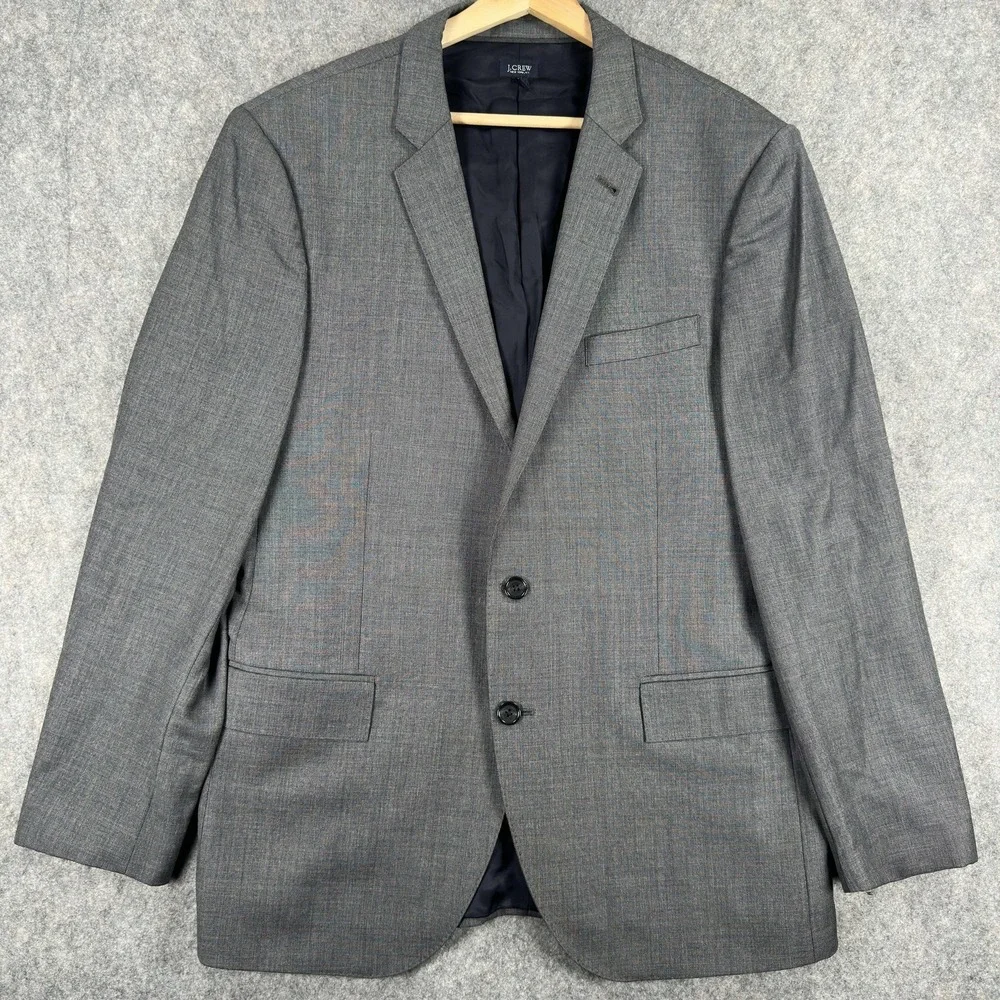 J Crew Ludlow‎ Blazer Mens 44R Gray Wool Two Button Jacket Tollegno 1900